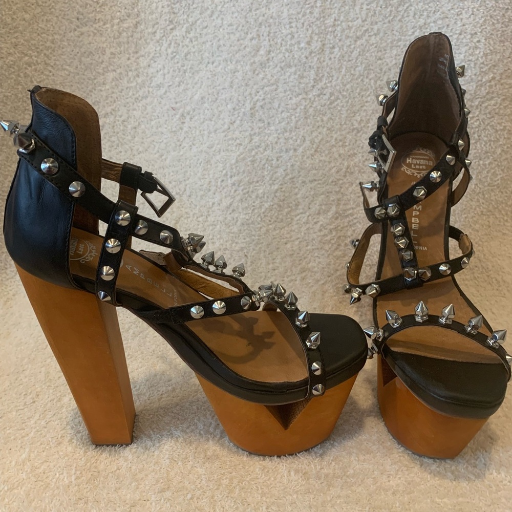 Jeffrey Campbell Black and Tan Studded Platform Heels